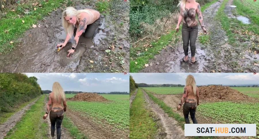 Devil Sophie - Mud Fetz Jeans mess - Heavy mess on the straw hill with devil-sophie [FullHD 1080p / AVC / 247.9 MB]