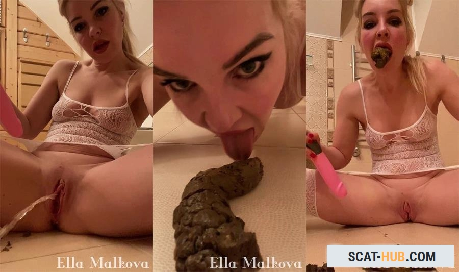 Scat Ella / Ella Malova - Masturbating and Licking Shit [UltraHD 2K / mp4 / 440 MB]