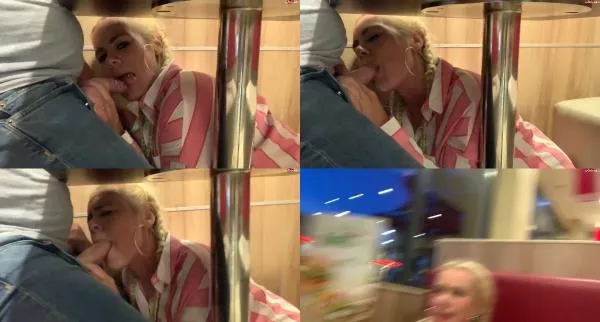 Devil Sophie - Mega Public Burger Laden Blowjob unterm Tisch mit Facial - Spermawalk aus dem Laden [FullHD 1080p / AVC / 243.03 MB]