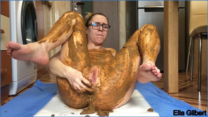 A Fecal Frenzy - Ella Gilbert in Extreme Facial And Clothing Smearing - scat porn video at Scat-Hub.com
