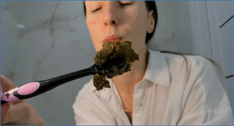 OksiLove in 10 - Let's brush my teeth with poop paste - Solo Fisting Vomit Smearing (2022) - scat porn video at Scat-Hub.com