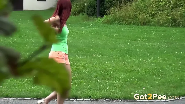 Kattie Gold - Redhead Peeing Outdoors - Pissing Outdoor - FullHD 1080p - popular scat video at Scat-Hub