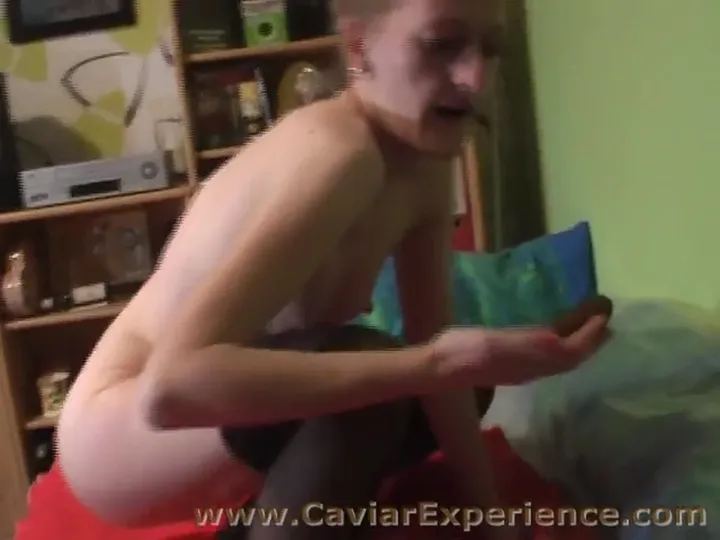 Toilet Smearing Games with Kaviar - Messy Floor Play - scat porn video at Scat-Hub.com